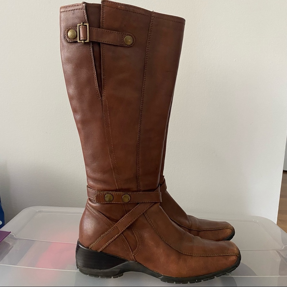 Clarks Leather Knee High Boots Brown Size 9